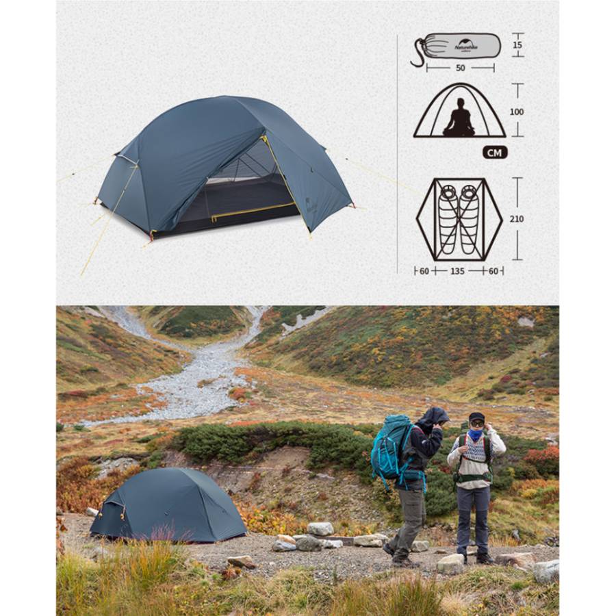 Зовнішній вигляд Намет NATUREHIKE Mongar UL NH19M002-J Blue (6975641882596)