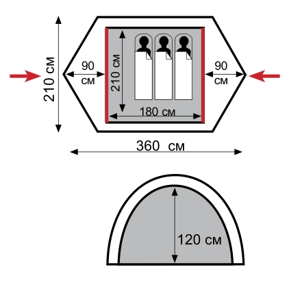 Палатка TRAMP Peak 3 Назначение туристическая
