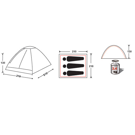 Зображення Намет KINGCAMP Monodome 3(KT3010) Blue