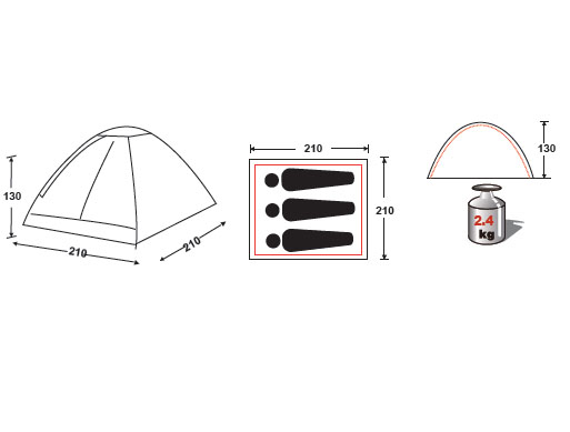 Зображення Намет KINGCAMP Monodome 3(KT3010) Green