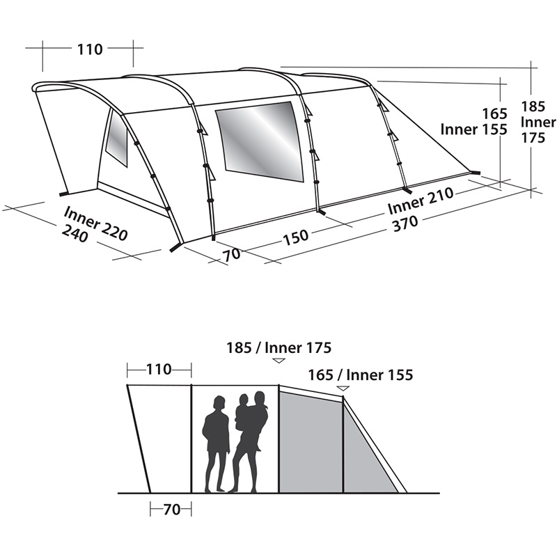 Палатка EASY CAMP Palmdale 400 Forest Green (120368) Тип каркаса наружный