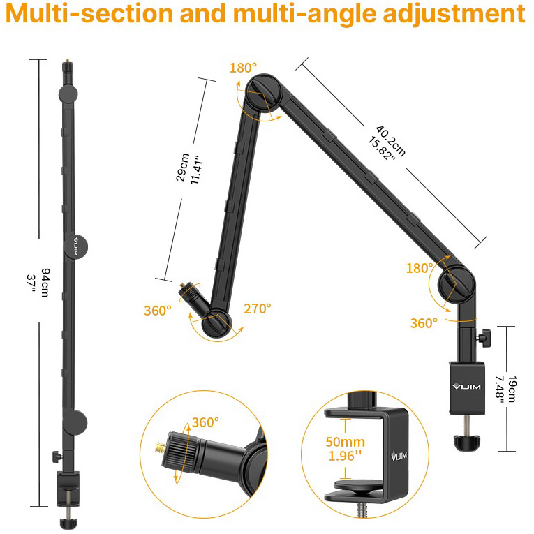 Штатив ULANZI VIJIM Multifunction Desk Setup Stand (UV-2873 LS25) Мінімальна робоча висота 7