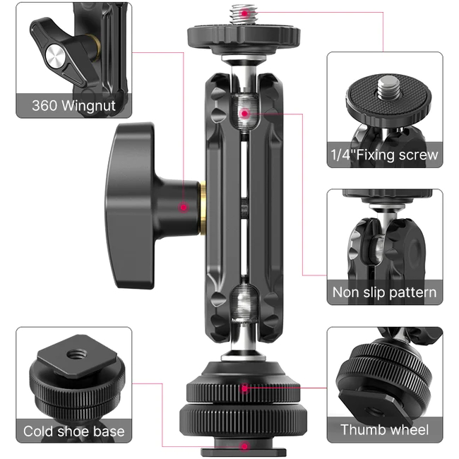 Внешний вид Держатель VIJIM R098 Double Ball Heads with Code Shoe Mount (UV-2954 R098)