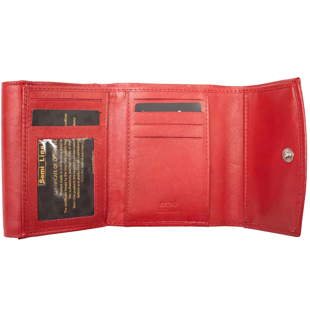 Кошелек SEMI LINE RFID Red (P8274-2) Материал Натуральная кожа