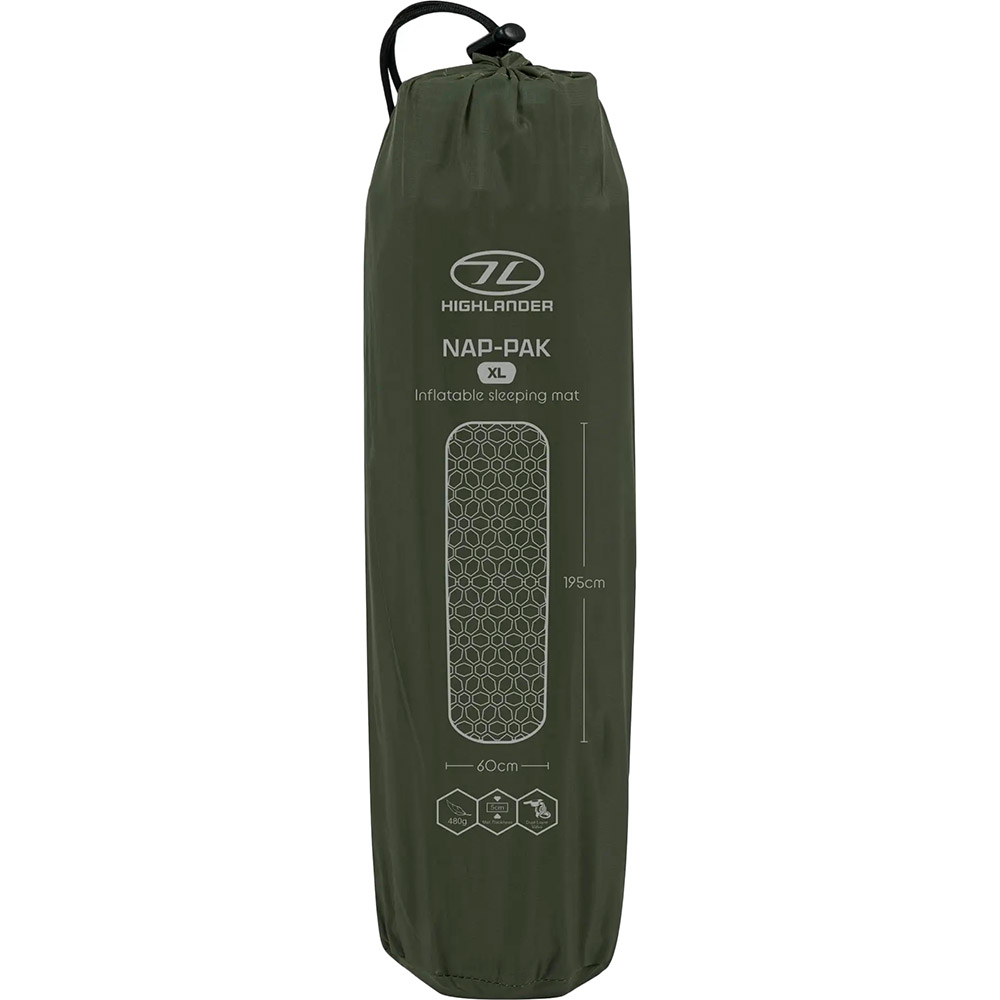 Килимок HIGHLANDER Nap-Pak Inflatable Sleeping Mat XL 5 cm Olive (AIR073-OG) Сезонність всесезонний