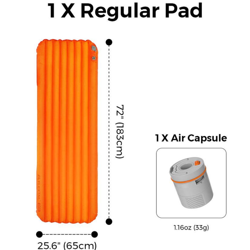Коврик самонадувающийся FLEXTAIL Tiny Slleeping Pad R05 AVS L Orange (6975755966656) Сезонность всесезонный