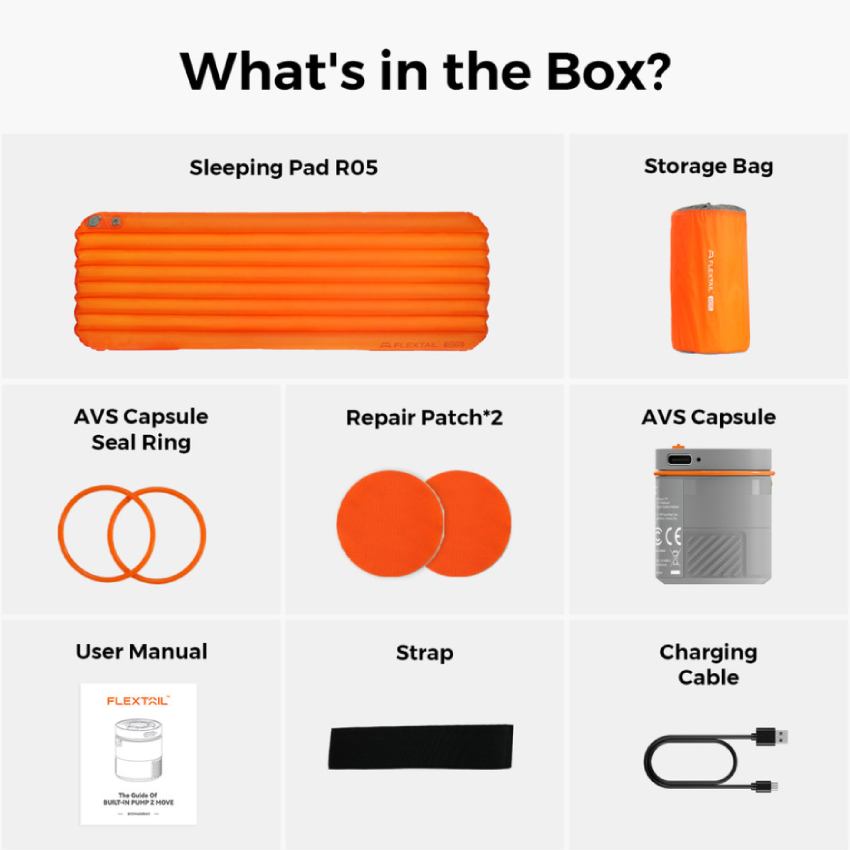 Внешний вид Коврик самонадувающийся FLEXTAIL Tiny Slleeping Pad R05 AVS L Orange (6975755966656)