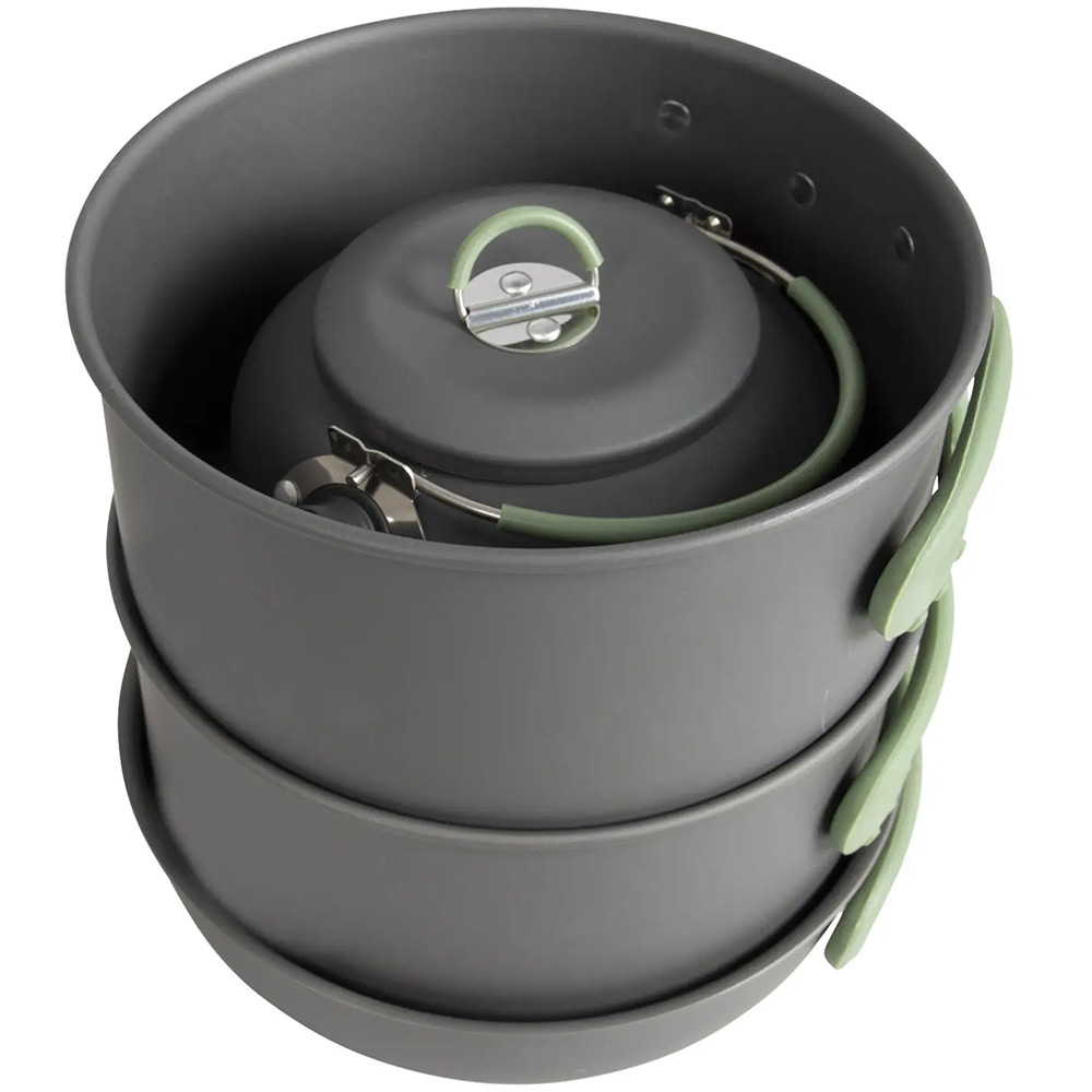 У Фокстрот Набір посуду BO-CAMP Explorer XL 4 Pieces Hard Anodized Grey/Green (2200249)
