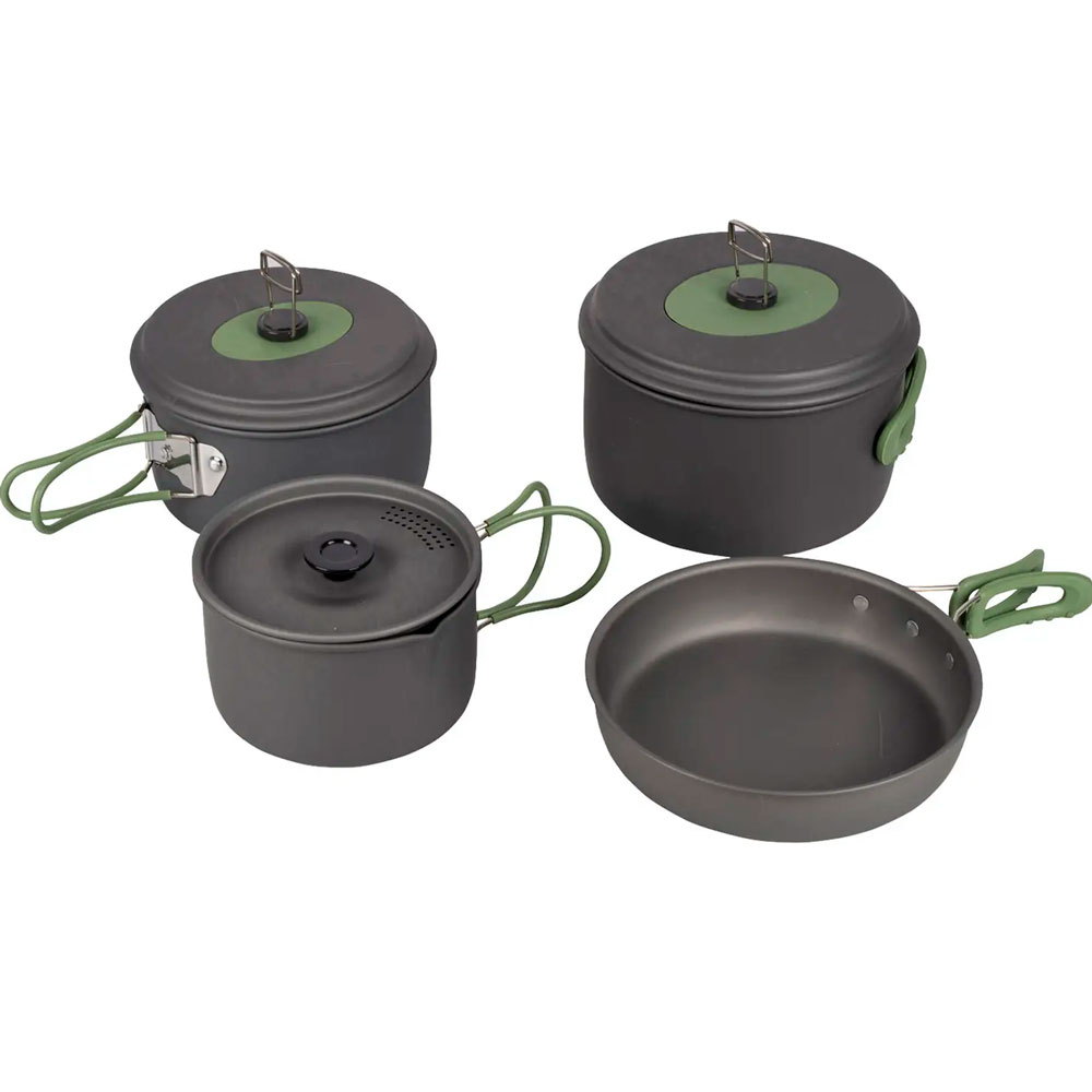 Набір посуду BO-CAMP Explorer 4 Pieces 19 Hard Anodized Grey/Green (2200241) Внутрішнє покриття метал