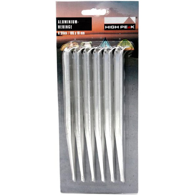 Колышки HIGH PEAK Alloy V-Peg 18,5 см 6 шт Silver 42225 (928999) Пьезоподжиг False