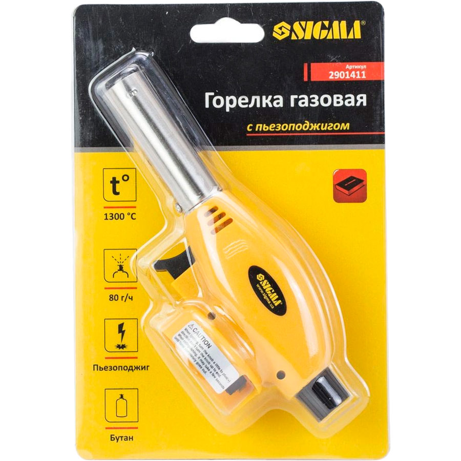 Газовая горелка SIGMA с пьезоподжигом D22 мм 166 мм (2901411) Дополнительно средний расход газа: 80 г/ч