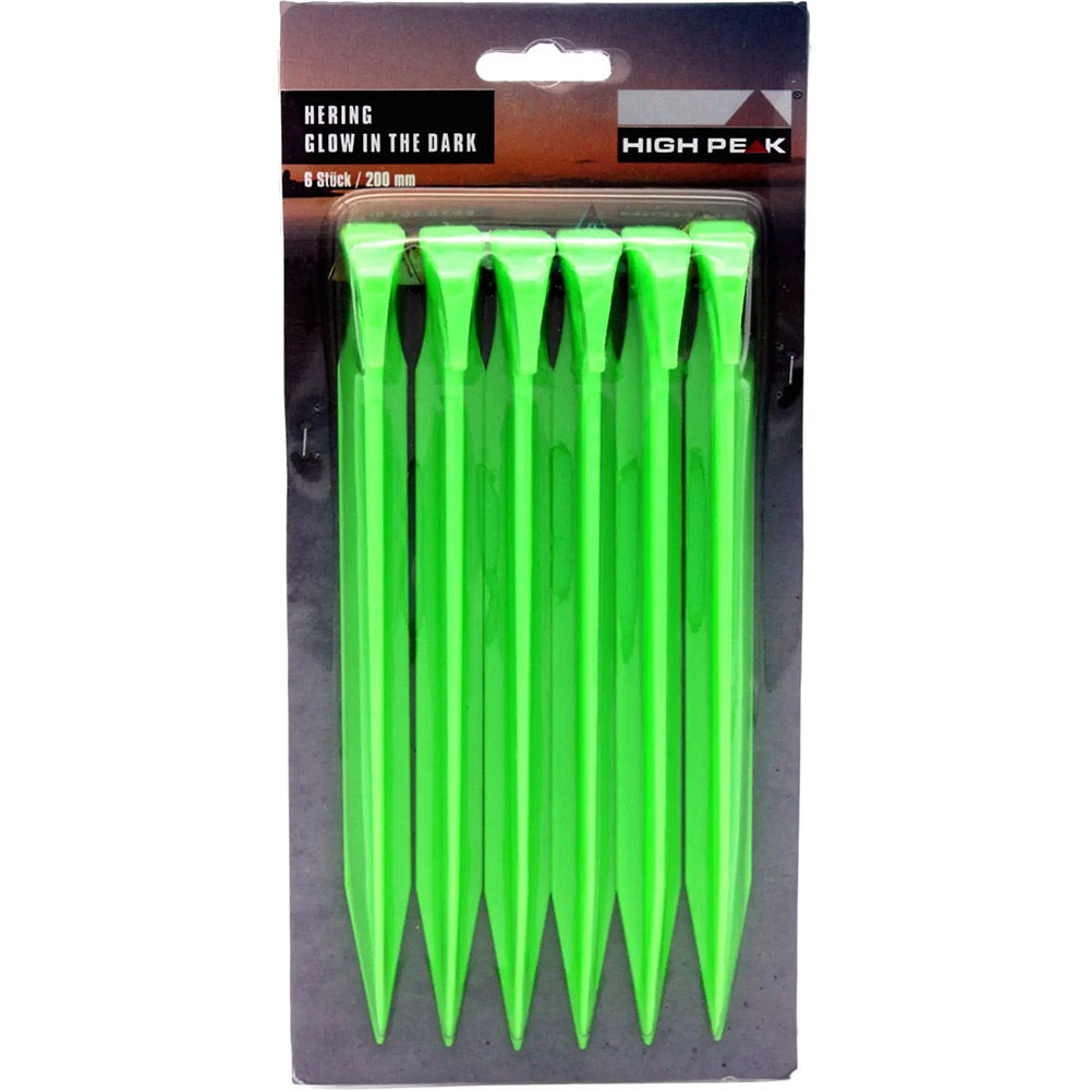 Набір кілочків HIGH PEAK Glow in the Dark ABS Peg 20 см 6 шт Luminous Green (42202) П'єзопідпал False