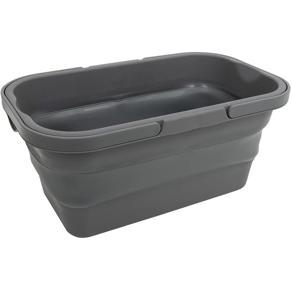 Кошик BO-CAMP складаний Foldable Box With table Top 17L Grey (6303695) Додатково Кришка може бути розкладним столиком з підсклянником і місцем для планшета