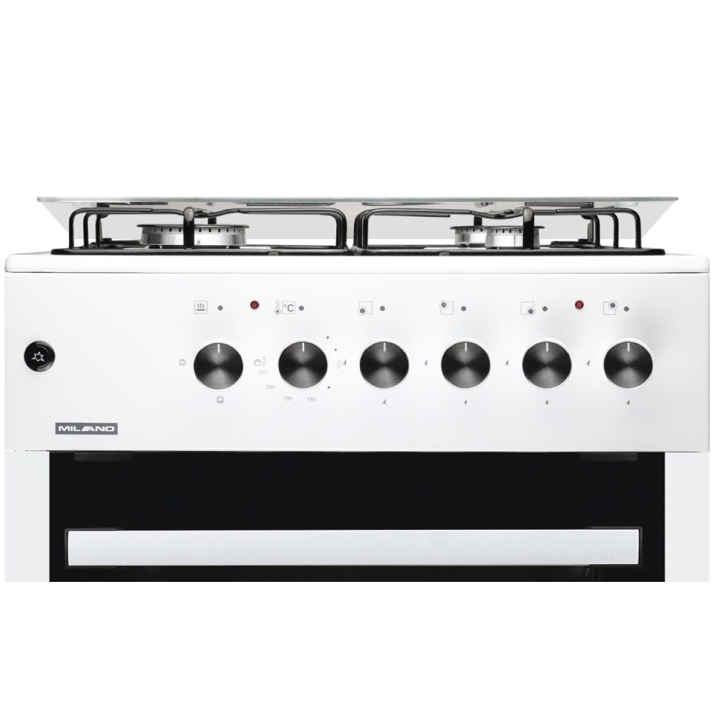Плита комбинированная MILANO GAS COOKER ML60 Е40+ белая Безопасность газ-контроль конфорок