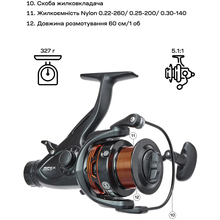 Катушка BRAIN Apex Double Baitrunner 3000 6+1BB 5.1:1 (1858.41.67)