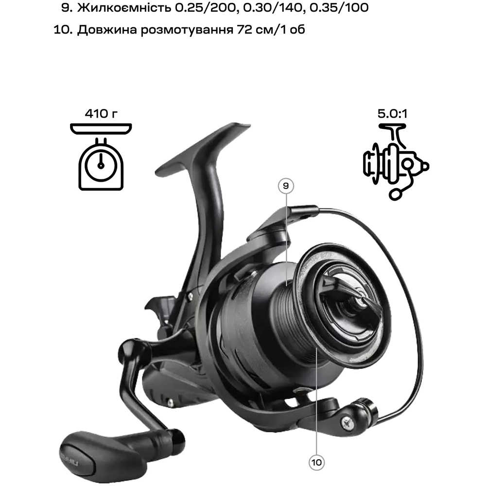 Замовити Котушка BRAIN Classic Carp Baitrunner 4000 4+1BB 5.0:1 Screw Handle (1858.45.33)