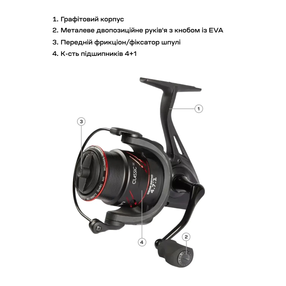 Фото Катушка BRAIN Classic SE 4000S 4+1BB 5.0:1 (1858.52.13)