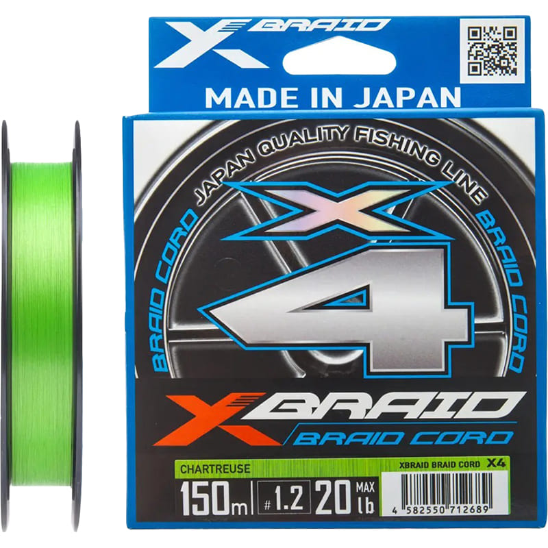 Шнур YGK X-Braid Braid Cord X4 150 м #2.5/0.270 мм 35lb Green (4582550712719)