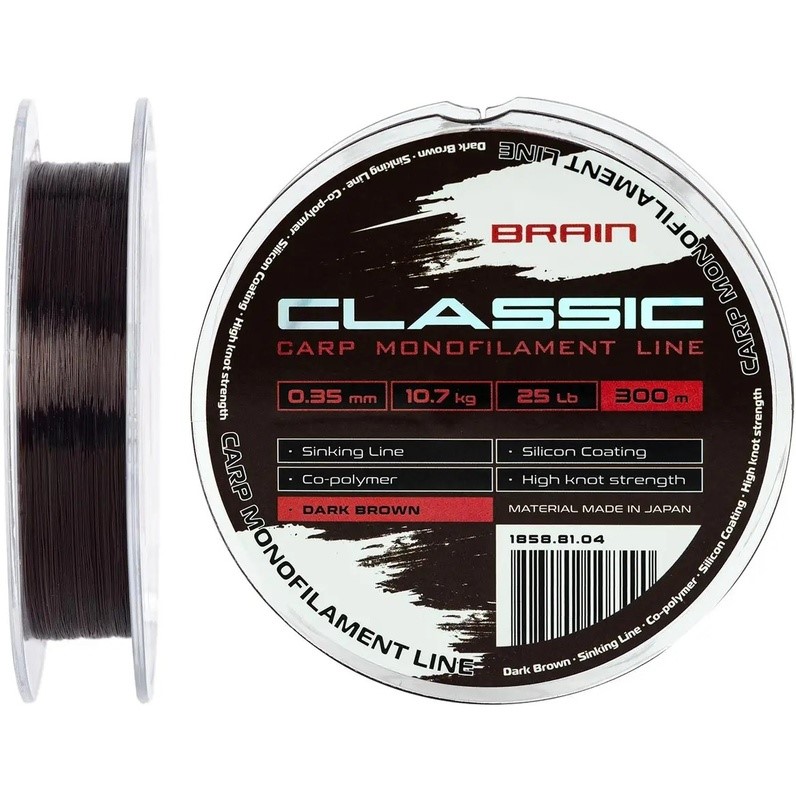 Лісочка BRAIN Classic Carp Line 300m 0.35mm 25lb 10.7kg Dark Brown (1858.81.04)