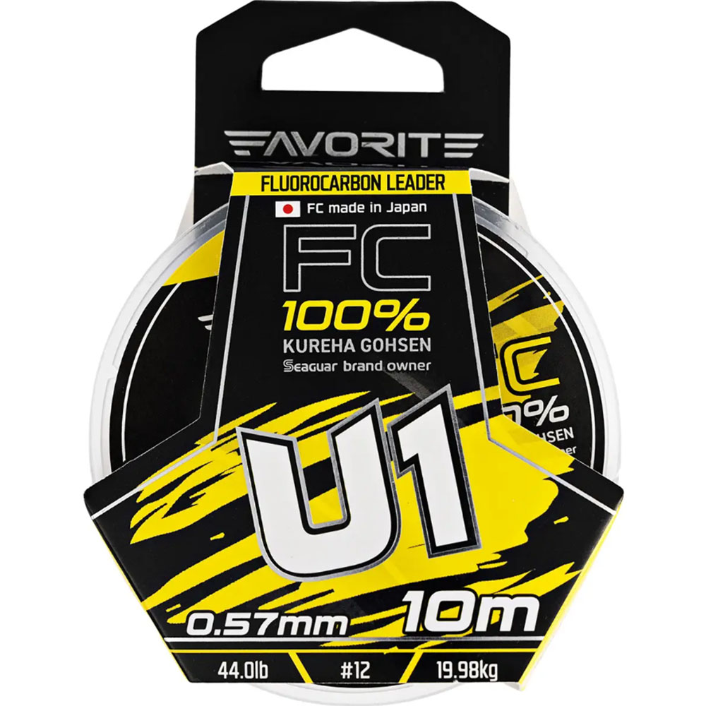 Флюорокарбон FAVORITE U1 FC 10m #12/0.57mm 44.0lb/19.98kg (1693.11.89) динамічне ударне навантаження 44