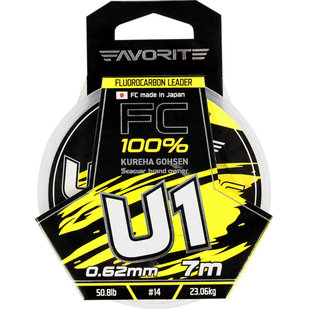 Флюорокарбон FAVORITE U1 FC 7m #14/0.62mm 50.8lb/23.06kg (1693.11.90) динамічне ударне навантаження 50.8
