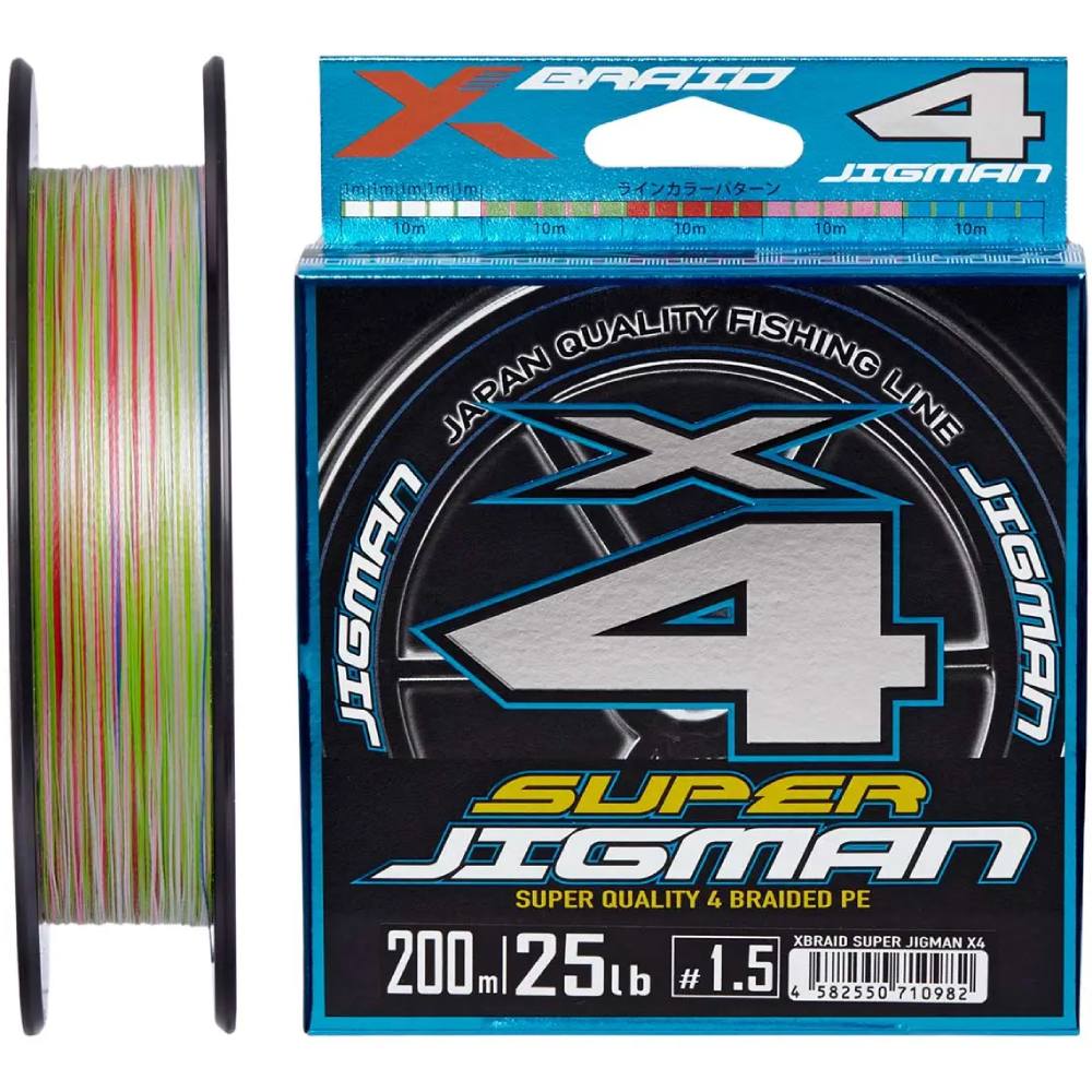 Шнур YGK X-Braid Super Jigman X4 200 м #1.5/0.205 мм 25lb/11.3 кг (4582550710982)