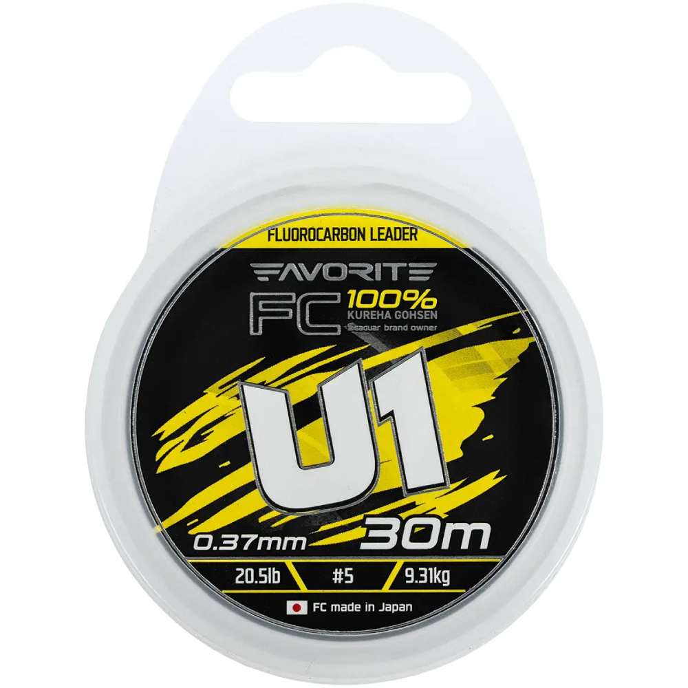 Флюорокарбон FAVORITE U1 FC 30m #5.0/0.37mm 20.5lb/9.31kg (1693.12.17) динамічне ударне навантаження 20.5