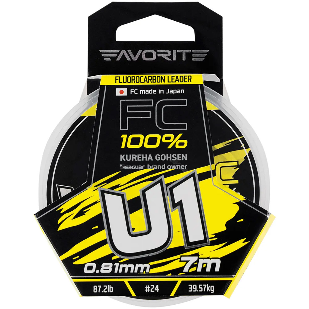 Флюорокарбон FAVORITE U1 FC 7m #24/0.81mm 87.2lb/39.57kg White (1693.11.95) динамічне ударне навантаження 87.2