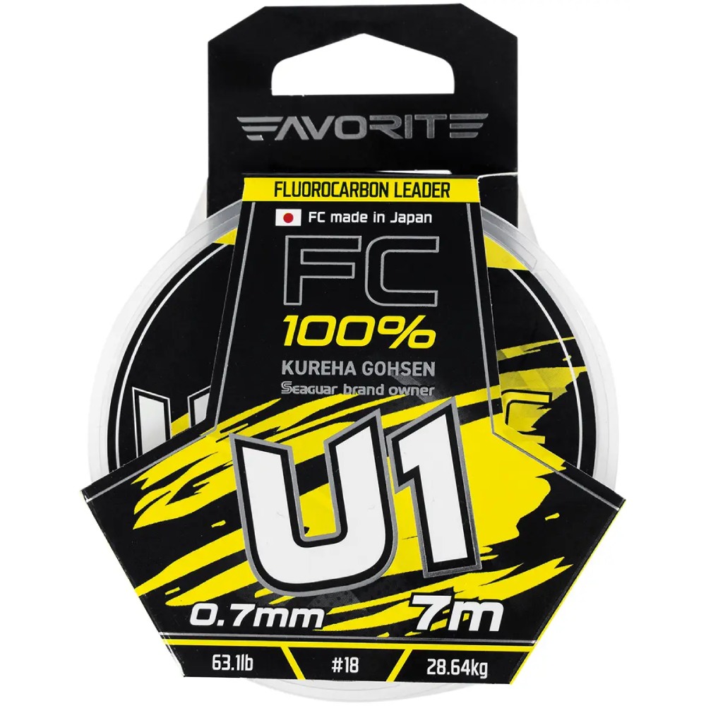 Флюорокарбон Favorite U1 FC 7 м #18/0.70 мм 63.1lb/28.64 кг (1693.11.92) динамічне ударне навантаження 63.1