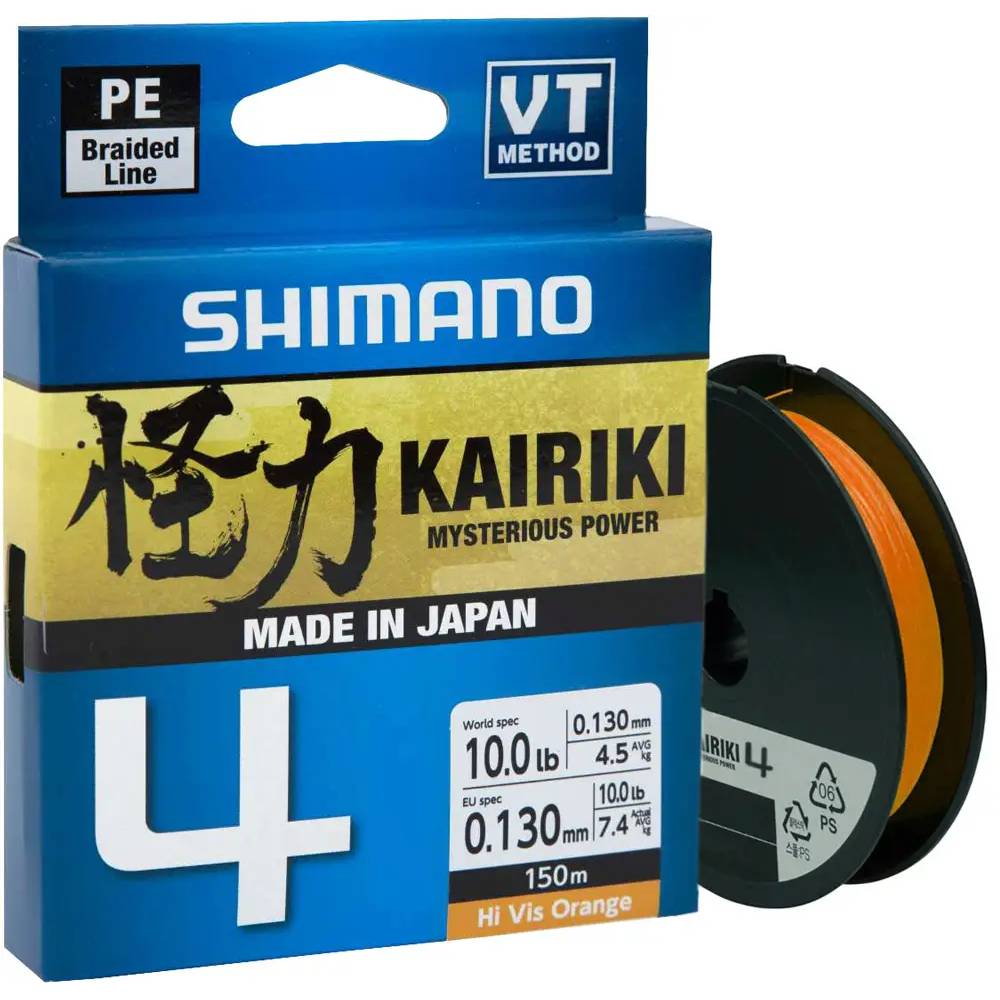 Шнур SHIMANO Kairiki 4 PE 150м 0.20мм 13.8кг Hi-Vis Orange (LDM54TE2020015H)