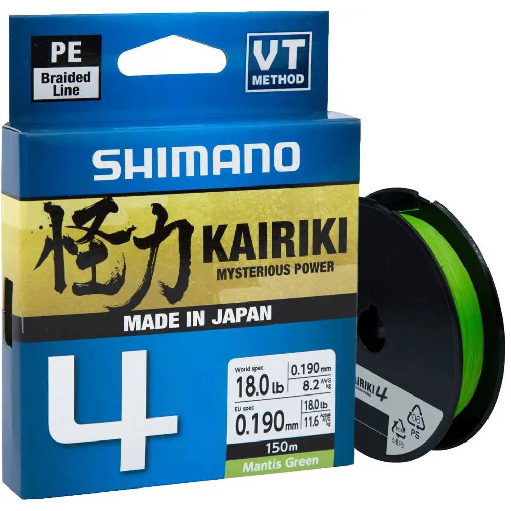 Шнур SHIMANO Kairiki 4 PE 300м 0.19мм 11.6кг Mantis Green (LDM64TE1819030G)