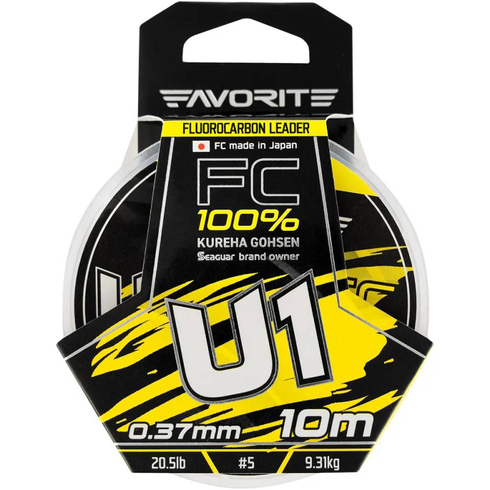 Флюорокарбон FAVORITE U1 FC 10m #5.0 0.37mm 20.5lb 9.31kg (1693.11.84) динамічне ударне навантаження 20.5