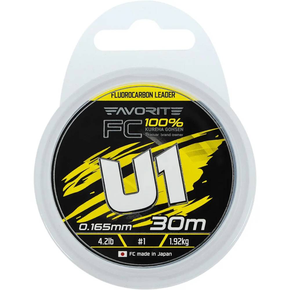 Флюорокарбон FAVORITE U1 FC 30m #1.0 0.165mm 4.2lb 1.92kg (1693.12.08) динамічне ударне навантаження 4.2