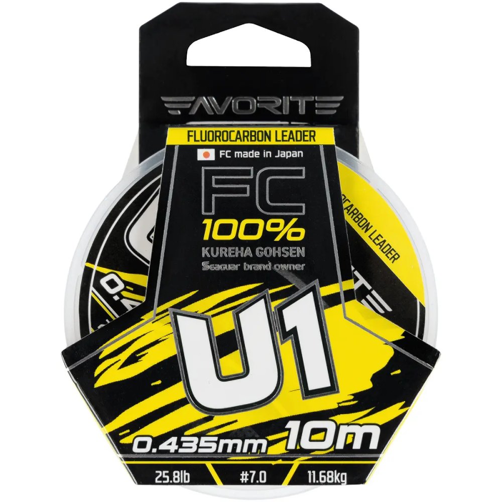 Флюорокарбон Favorite U1 FC 10 м #7.0/0.435 мм 25.8lb/11.68 кг (1693.11.86) динамічне ударне навантаження 25.8