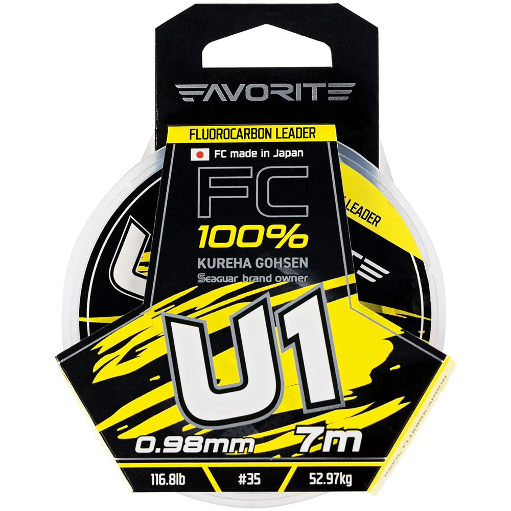 Флюорокарбон FAVORITE U1 FC 7m #35/0.98mm 116.8lb/52.97kg White (1693.11.98) динамічне ударне навантаження 116.8