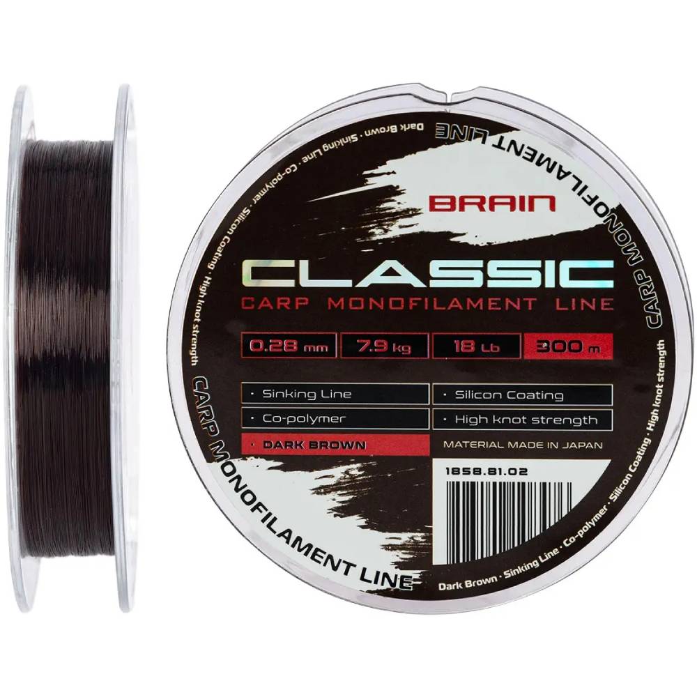 Лісочка BRAIN Classic Carp Line 300м 0.28мм 18lb 7.9кг Dark Brown (1858.81.02)