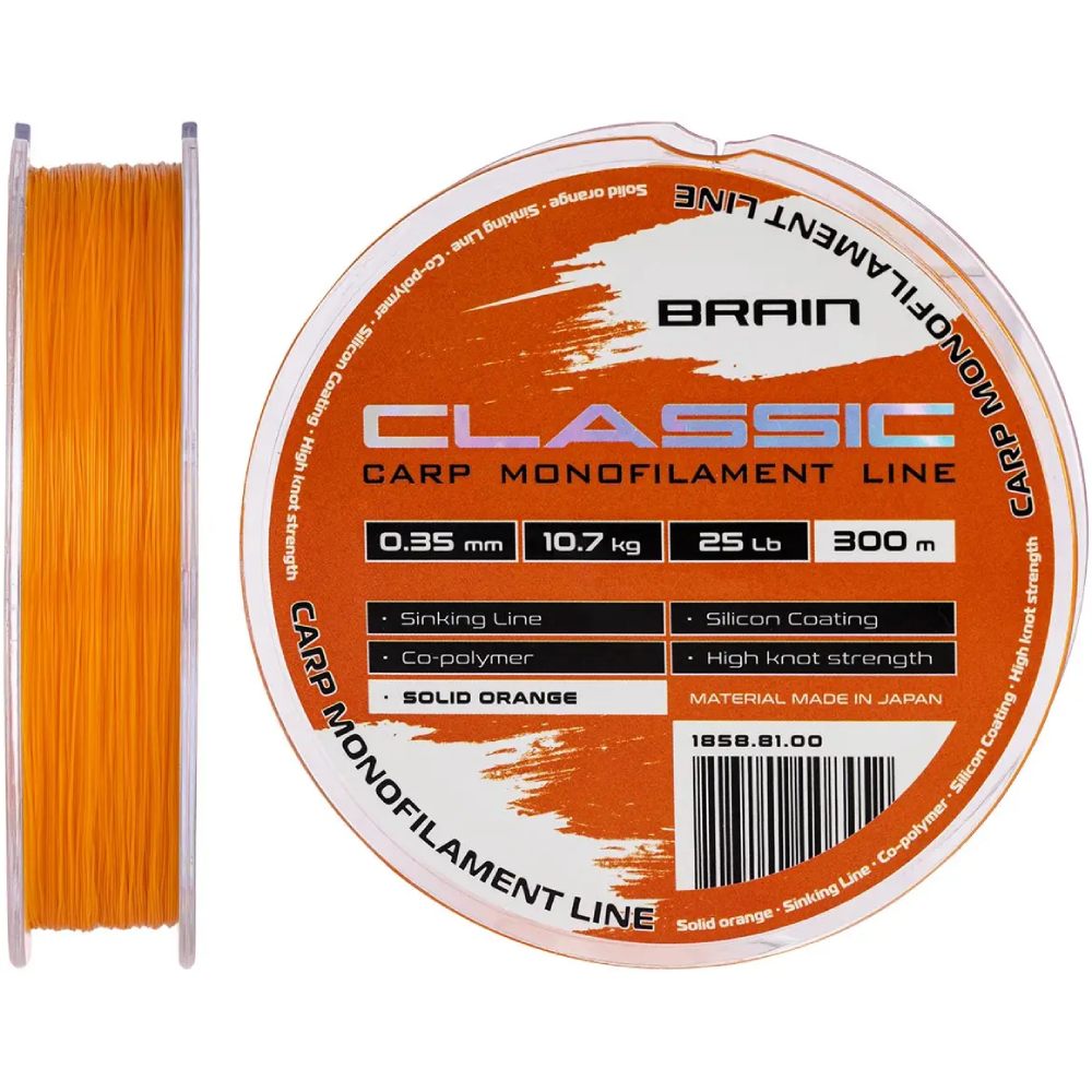 Волосінь Brain Classic Carp Line 300 м 0.35 мм 25lb 10.7 кг Solid orange (1858.81.00)