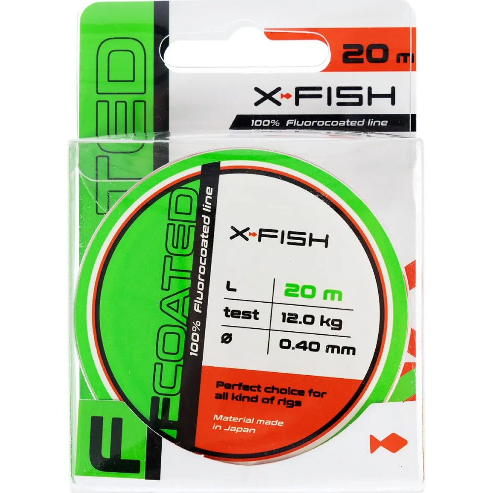 Флюорокарбон X-FISH FCoated 20 м 0.4 мм 12 кг (1917.01.51) навантаження на розрив 12