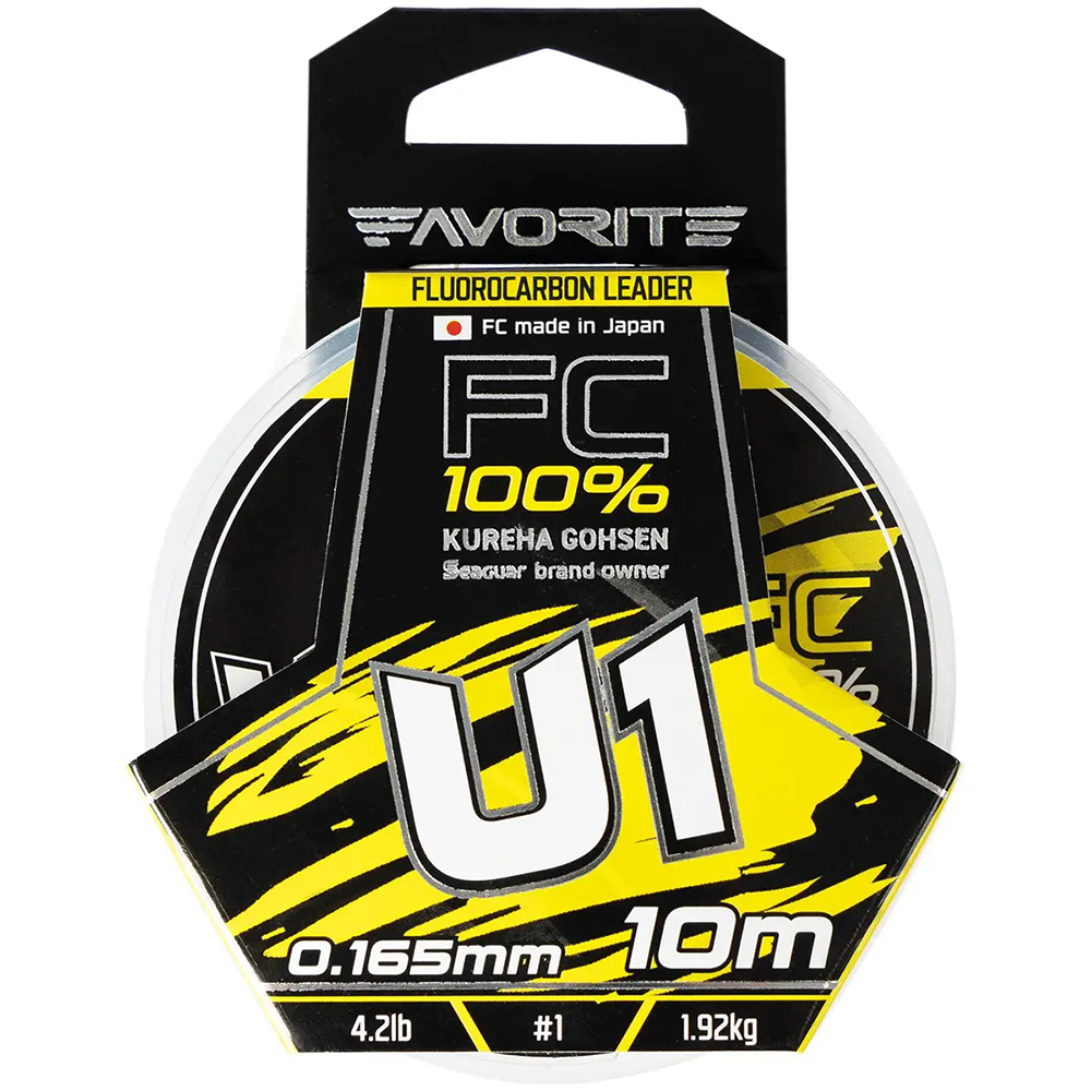 Флюорокарбон FAVORITE U1 FC 10м #1.0/0.165мм 4.2lb/1.92kg (1693.11.75) динамічне ударне навантаження 4.2