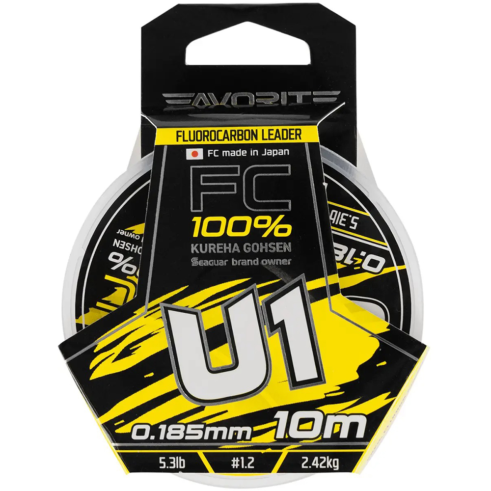 Флюорокарбон FAVORITE U1 FC 10 м #1.2/0.185 мм 5.3lb/2.42kg (1693.11.76) динамічне ударне навантаження 5.3
