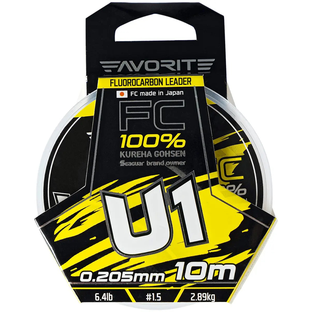 Флюорокарбон FAVORITE U1 FC 10 м #1.5/0.205 мм 6.4lb/2.89kg (1693.11.77) динамічне ударне навантаження 6.4