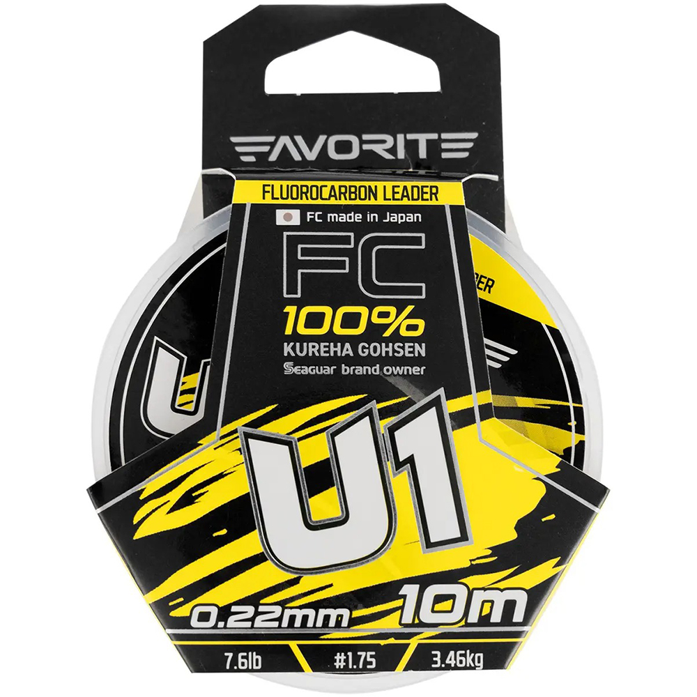 Флюорокарбон FAVORITE U1 FC 10 м #1.75/0.22 мм 7.6lb/3.46kg (1693.11.78) динамічне ударне навантаження 7.6