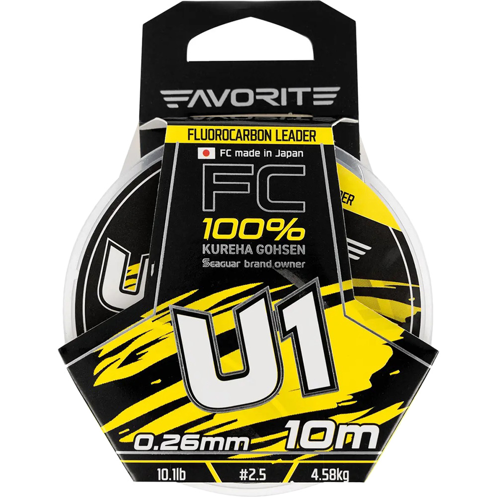 Флюорокарбон FAVORITE U1 FC 10m #2.5/0.26mm 10.1lb/4.58kg (1693.11.80) навантаження на розрив 4.58