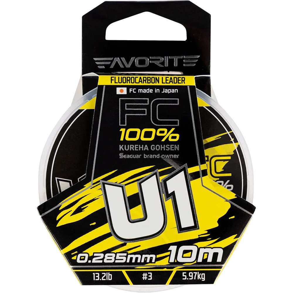 Флюорокарбон FAVORITE U1 FC 10m #3.0/0.285mm 13.2lb/5.97kg (1693.11.81) навантаження на розрив 5.97