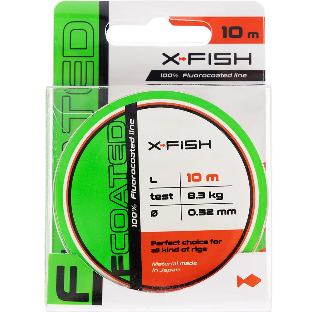 Флюорокарбон X-FISH FCoated 10m 0.32mm 8.3kg White (1917.01.29) навантаження на розрив 8.3