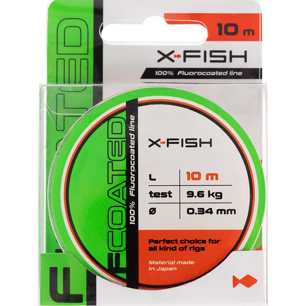 Флюорокарбон X-FISH FCoated 10m 0.34mm 9.6kg White (1917.01.30) навантаження на розрив 9.6
