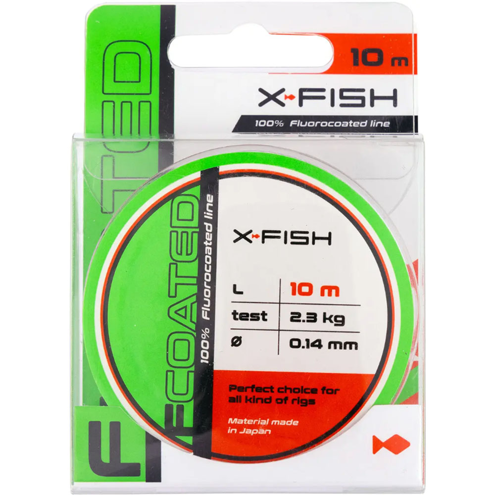 Флюорокарбон X-FISH FCoated 10m 0.14mm 2.3kg (1917.01.21) навантаження на розрив 2.3