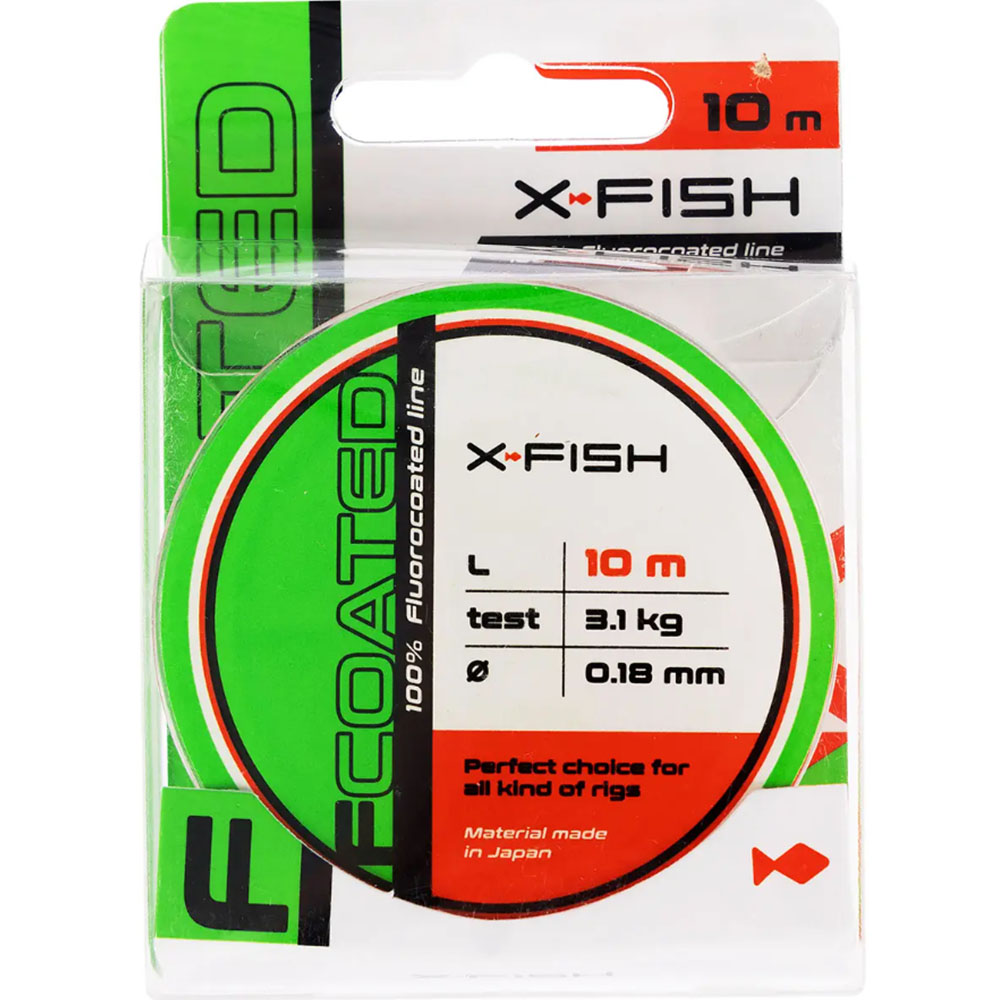 Флюорокарбон X-FISH FCoated 10м 0.18мм 3.1кг (1917.01.23) навантаження на розрив 3.1