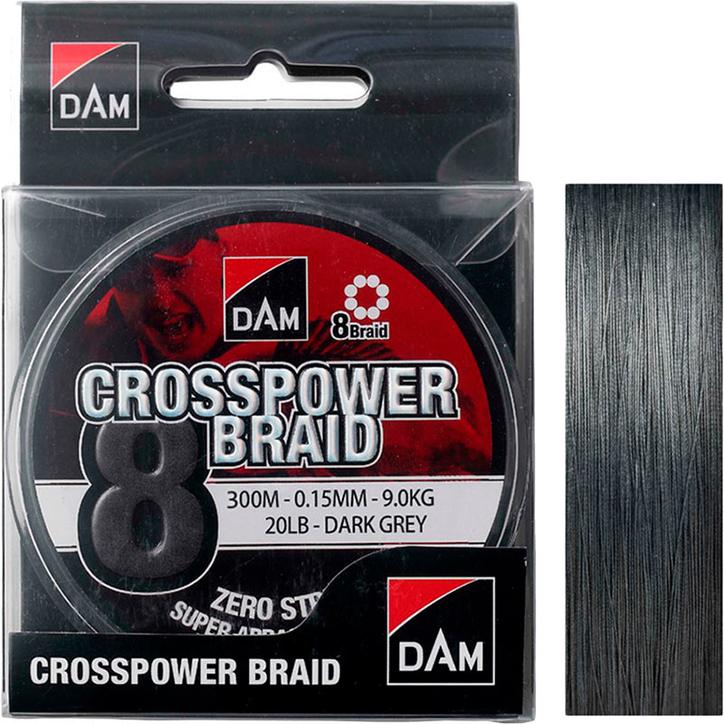 

Шнур DAM Crosspower 8-Braid 300 м 0.15 мм 9.0 кг Grey (65849), Шнур Crosspower 8-Braid 300м