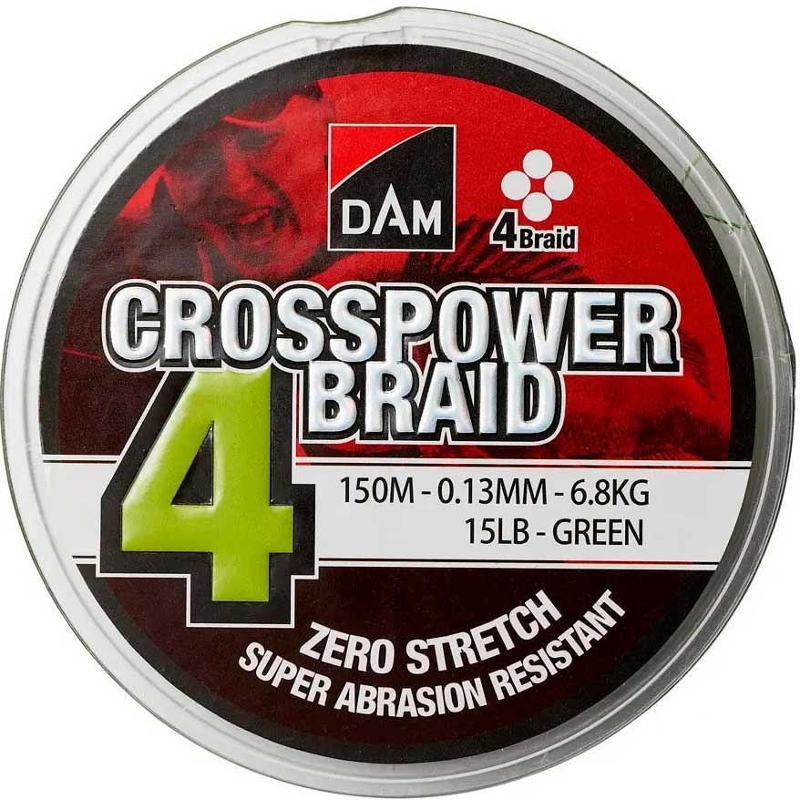 

Шнур DAM Crosspower 4-Braid 150 м 0.10 мм 4.5 кг (зеленый), Шнур Crosspower 4-Braid 150м 0.10мм 4.5кг